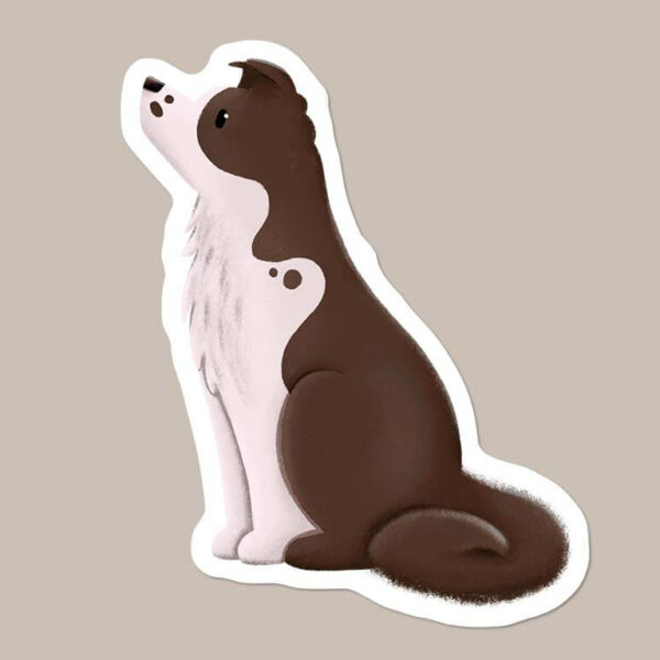 Brown and white Border Collie sticker
