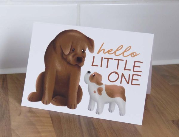 Bulldog new baby dog card