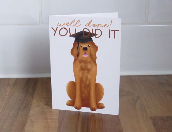 Golden Retriever graduation dog card