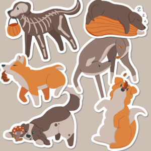 Autumn Vinyl Dog Sticker Pack of 6