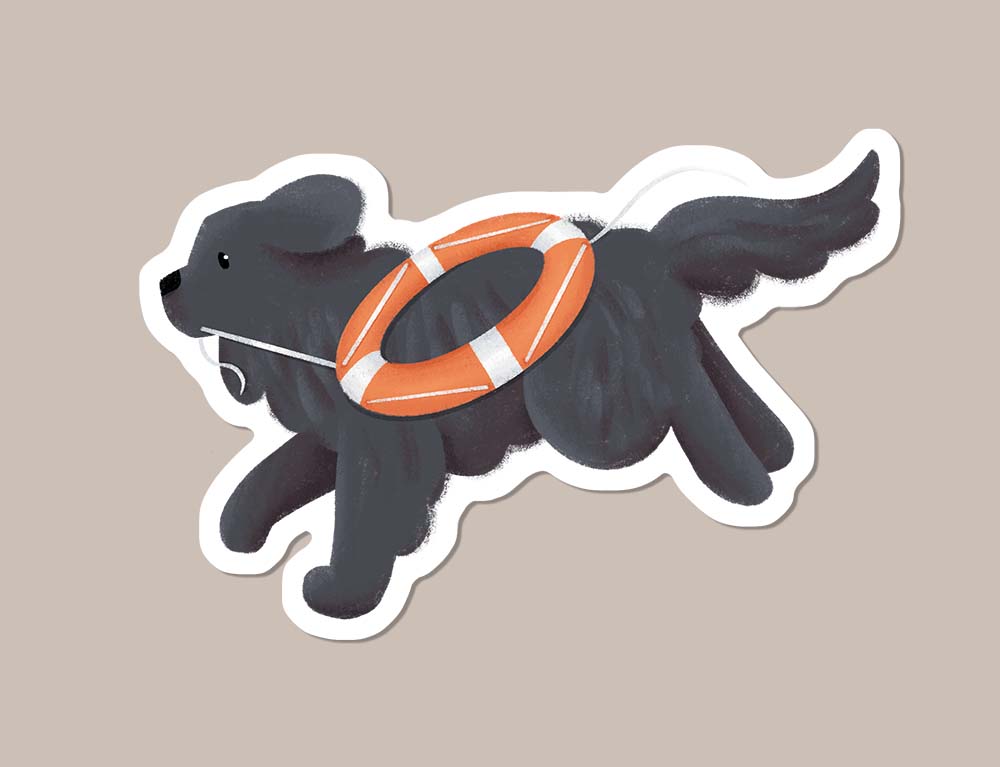 Newfoundland sticker - Woof by Hollie