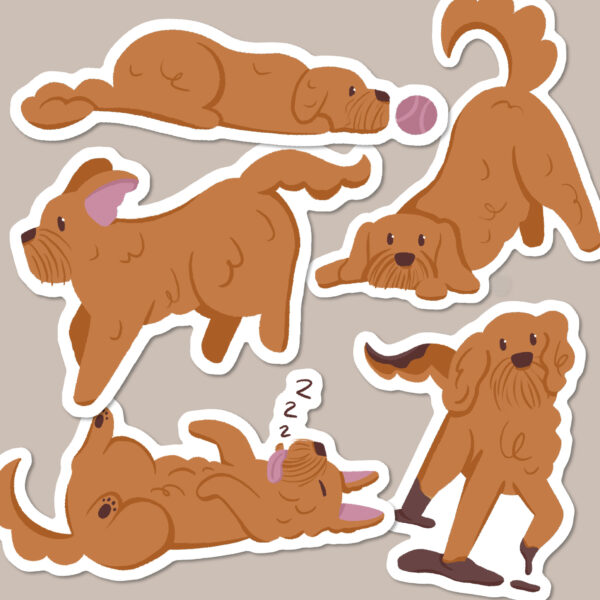 Red Cockapoo sticker pack
