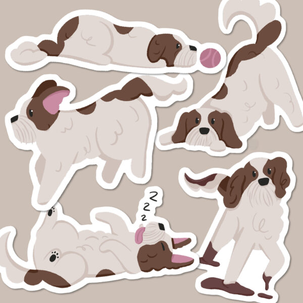 Brown and white Cockapoo stickers