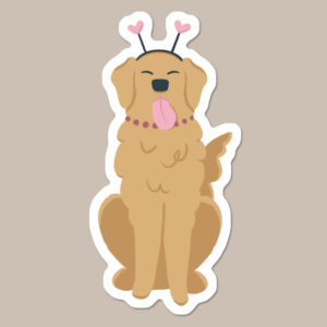 Golden Retriever Valentine’s Vinyl Dog Sticker