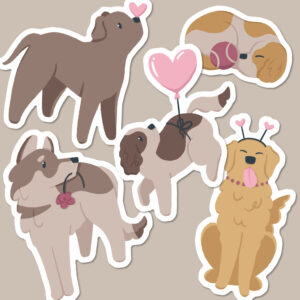 Valentine’s Vinyl Dog Sticker Pack of 5