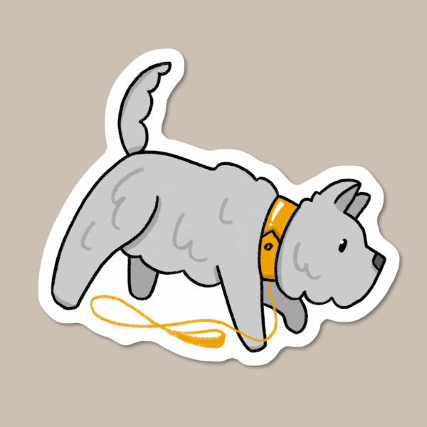 West Highland White Terrier dog in orange sticker