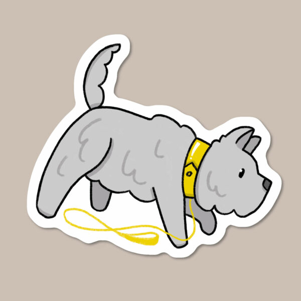 West Highland White Terrier dog in yellow sticker