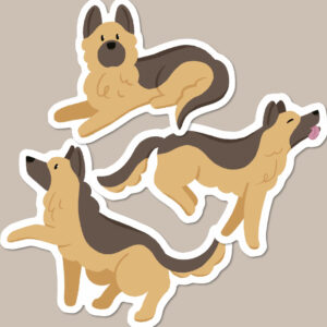 German Shepherd Dog Vinyl Sticker Pack of 3
