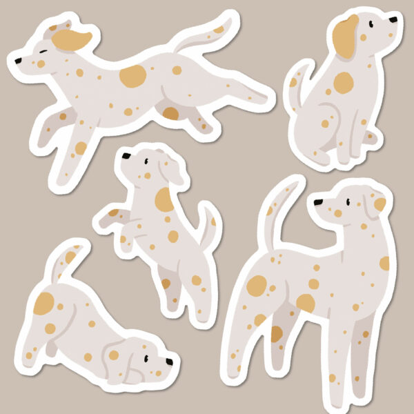 Lemon yellow Dalmatian sticker pack