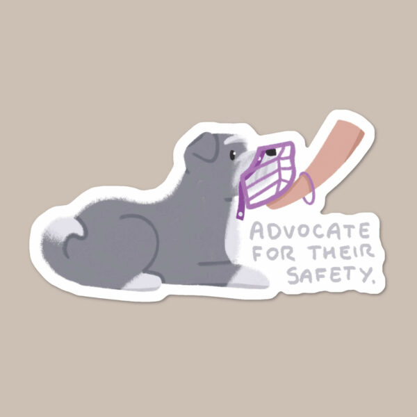 Advocate for Their Needs Schnauzer in a muzzle sticker