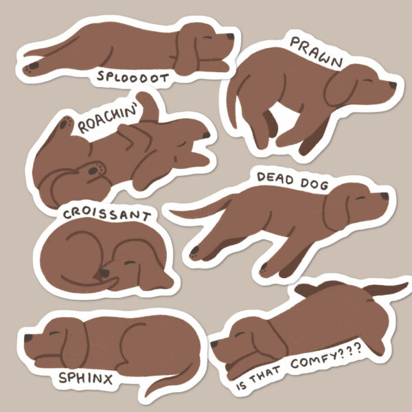 Puppy Yoga sleeping puppies Dog sticker pack