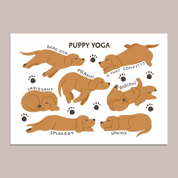 Puppy Yoga sleeping puppies Dog Print