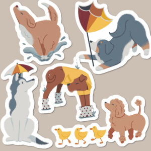 April Showers Vinyl Dog Sticker Pack of 5