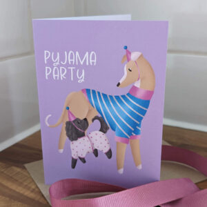 Pyjama Party A6 Dog Birthday Card • Doodle & Sighthound