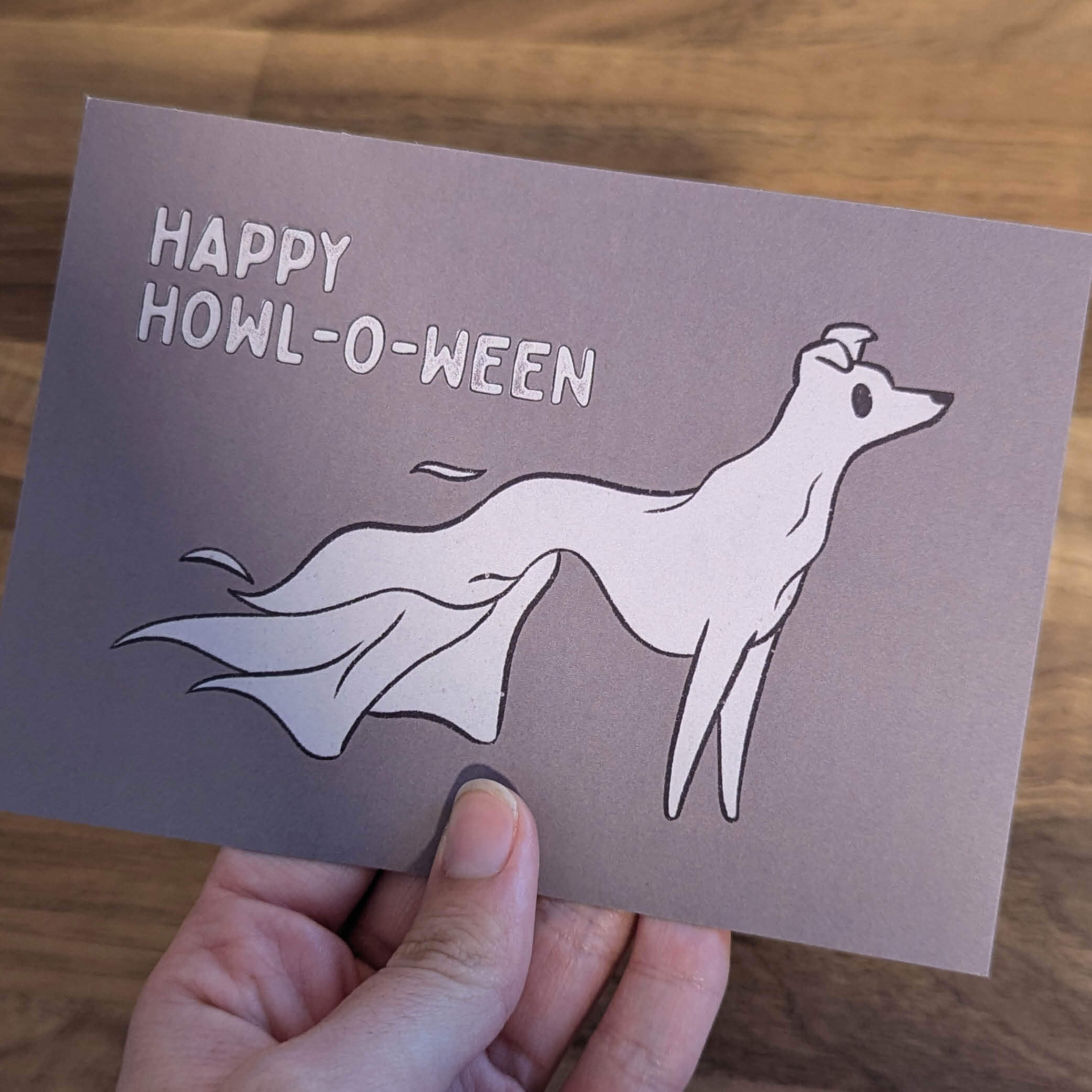 Happy Howl-O-Ween Dog A6 Postcard Print • Sighthound • Woof by Hollie