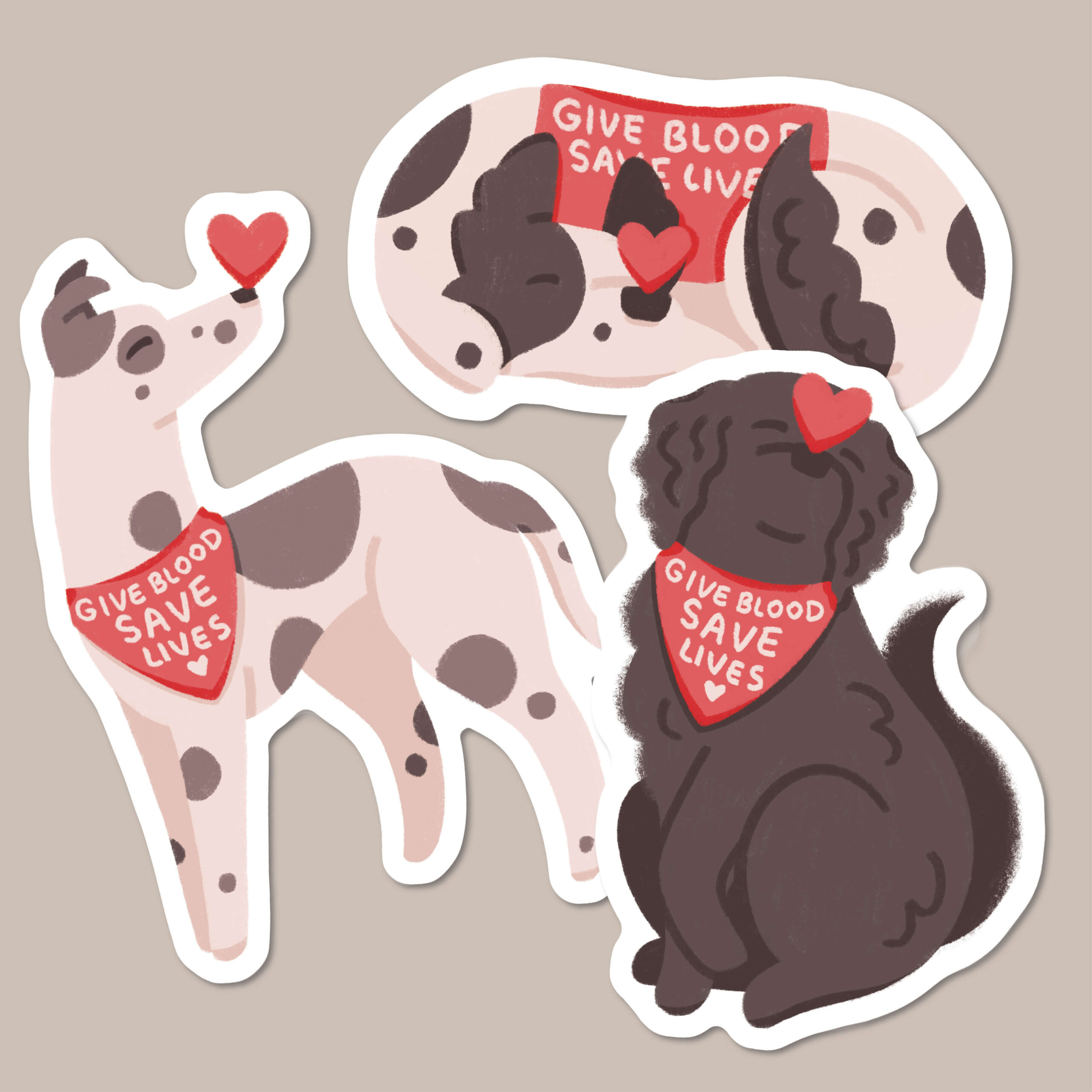 Give Blood Vinyl Dog Sticker Pack of 3 • Woof by Hollie