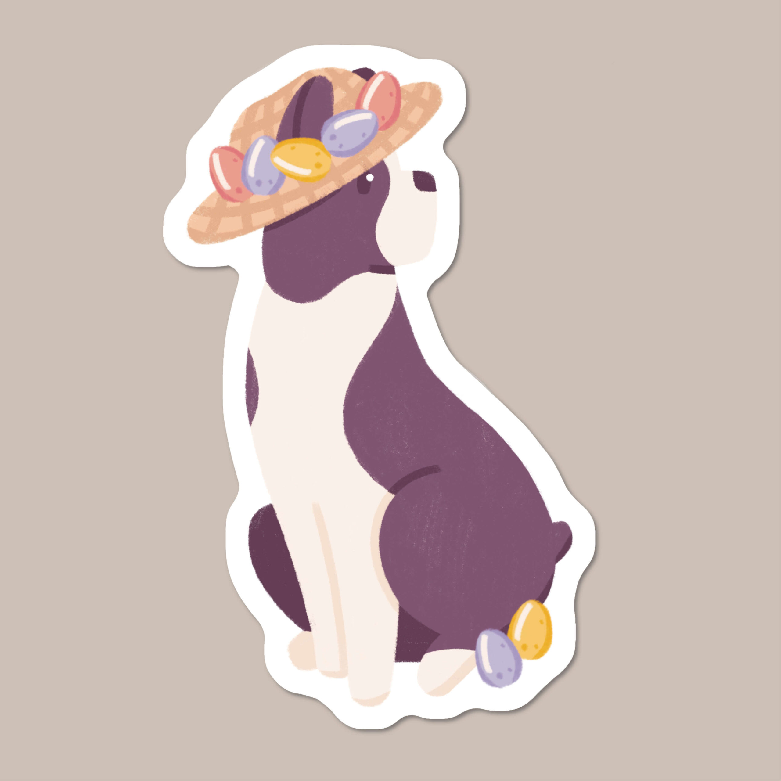 Boston Terrier Easter Egg Hunt Dog sticker • Woof by Hollie