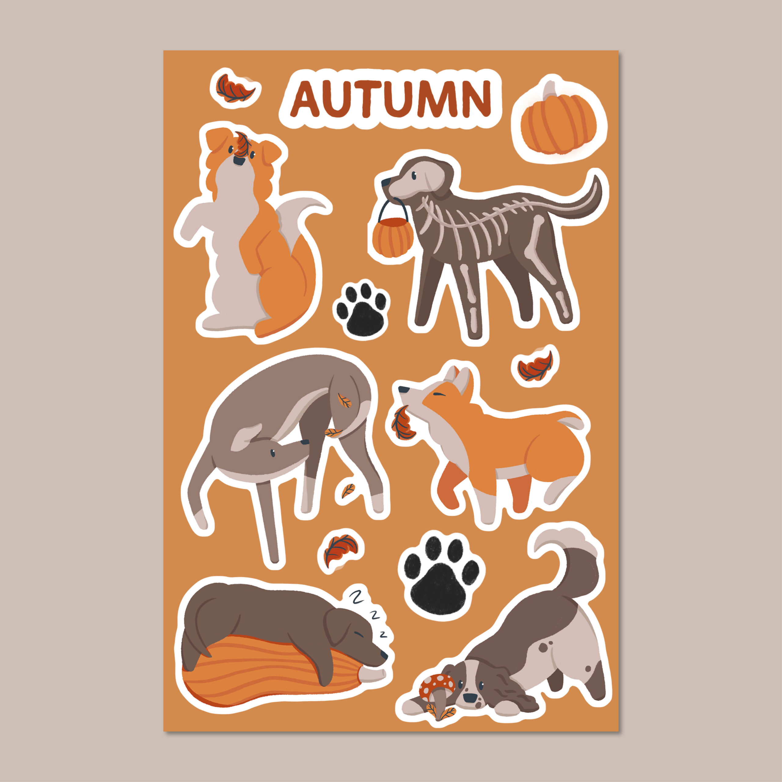 Autumn dog sticker sheet • Woof by Hollie
