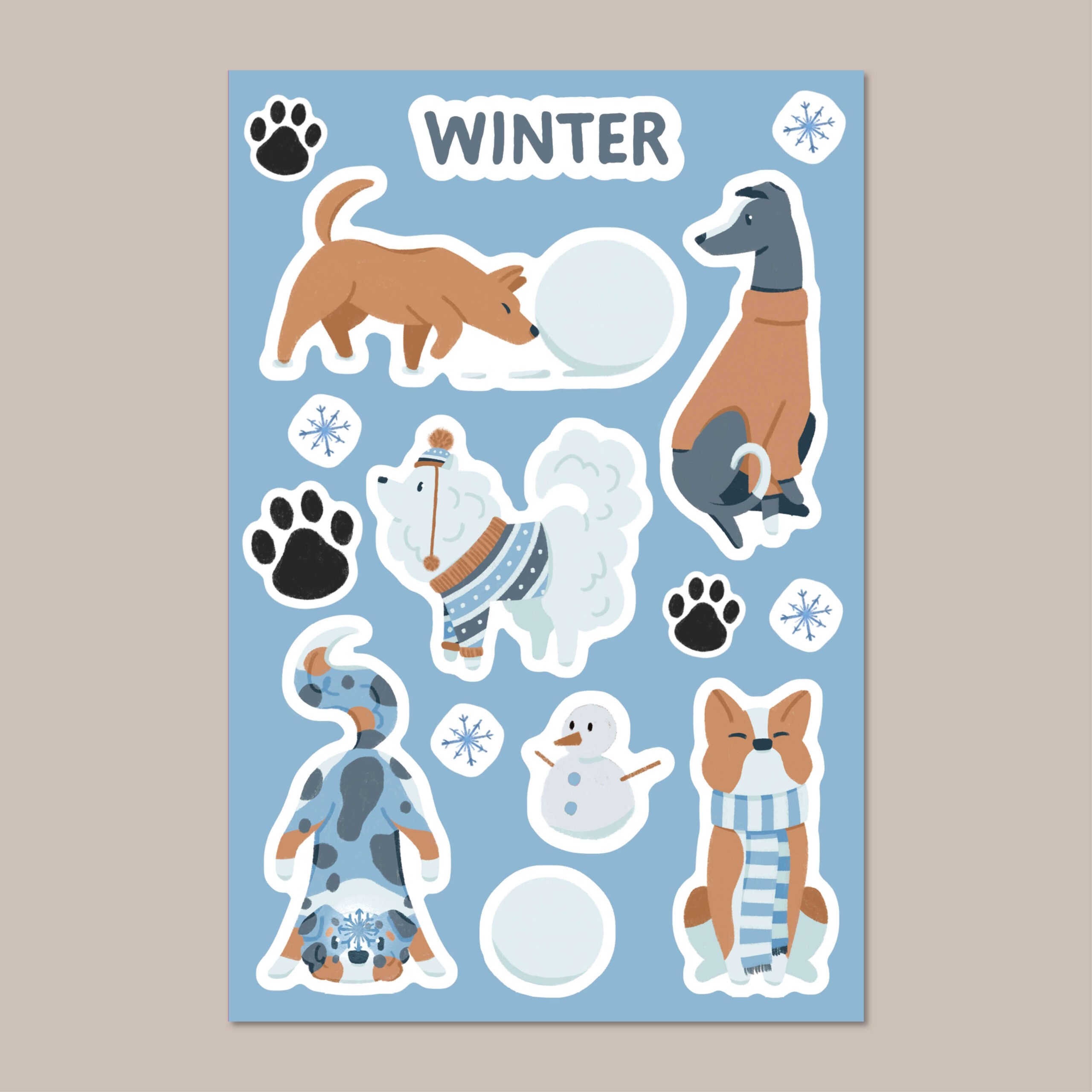 Winter dog sticker sheet • Woof by Hollie